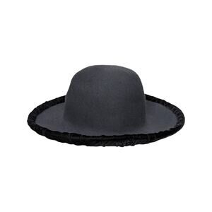 Vintage Henri Bendel Velvet Wide Flipped Brim Hat 80s Wool Black Western Witchy